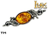 Jewellery SILVER sterling brooche.  Stone: amber. TAG: ; name: BR-630; weight: 4.5g.