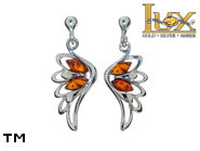 Jewellery SILVER sterling earrings.  Stone: amber. Angel wings. TAG: nature, modern, signs; name: E-C94-2; weight: 3g.