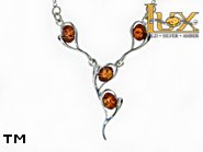 Jewellery SILVER sterling necklace.  Stone: amber. TAG: hearts; name: N-795-2; weight: 6.6g.