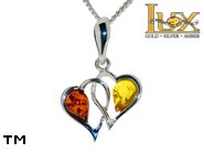Jewellery SILVER sterling pendant.  Stone: amber. TAG: hearts, modern; name: P-B32; weight: 1.6g.