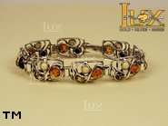 Jewellery SILVER sterling bracelet.  Stone: amber. TAG: clasic; name: B-647; weight: 21.3g.