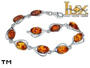 Jewellery SILVER sterling bracelet.  Stone: amber. TAG: ; name: B-985; weight: 8.1g.