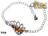 Jewellery SILVER sterling bracelet.  Stone: amber. Angel wings. TAG: nature, modern, signs; name: B-C94; weight: 3.7g.