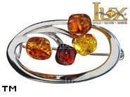 Jewellery SILVER sterling brooche.  Stone: amber. TAG: ; name: BR-028MIX; weight: 4.5g.