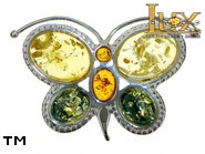 Jewellery SILVER sterling brooche.  Stone: amber. TAG: nature, animals; name: BR-05AM; weight: 6.6g.
