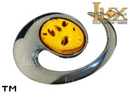 Jewellery SILVER sterling brooche.  Stone: amber. TAG: ; name: BR-085-2; weight: 6.3g.
