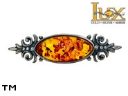 Jewellery SILVER sterling brooche.  Stone: amber. TAG: ; name: BR-223; weight: 4.4g.