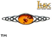 Jewellery SILVER sterling brooche.  Stone: amber. TAG: ; name: BR-258; weight: 2.7g.
