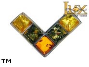 Jewellery SILVER sterling brooche.  Stone: amber. TAG: clasic; name: BR-520; weight: 2.4g.