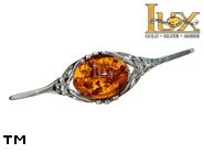 Jewellery SILVER sterling brooche.  Stone: amber. TAG: ; name: BR-605; weight: 3.2g.