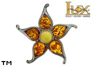 Jewellery SILVER sterling brooche.  Stone: amber. TAG: nature; name: BR-655; weight: 5.1g.