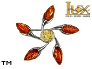 Jewellery SILVER sterling brooche.  Stone: amber. TAG: ; name: BR-726; weight: 8.3g.