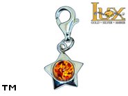 Jewellery SILVER sterling charm.  Stone: amber. TAG: stars, clasic, signs; name: CH-234; weight: 1.5g.