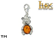 Jewellery SILVER sterling charm.  Stone: amber. Panda. TAG: animals; name: CH-248-2; weight: 2.5g.