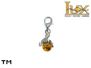 Jewellery SILVER sterling charm.  Stone: amber. Elephant. TAG: animals, signs; name: CH-354; weight: 1.65g.