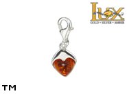Jewellery SILVER sterling charm.  Stone: amber. TAG: hearts, clasic; name: CH-743; weight: 2.3g.