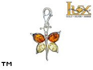 Jewellery SILVER sterling charm.  Stone: amber. Butterfly. TAG: animals; name: CH-744; weight: 2.4g.