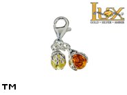 Jewellery SILVER sterling charm.  Stone: amber. TAG: animals; name: CH-833-2MIX; weight: 2.3g.