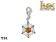 Jewellery SILVER sterling charm.  Stone: amber. TAG: nature, animals; name: CH-865; weight: 1.4g.