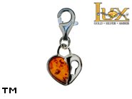 Jewellery SILVER sterling charm.  Stone: amber. TAG: hearts, signs; name: CH-899-1; weight: 1.5g.