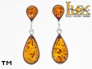 Jewellery SILVER sterling earrings.  Stone: amber. TAG: ; name: E-514-2V; weight: 4.4g.