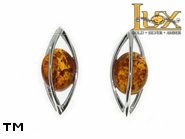 Jewellery SILVER sterling earrings.  Stone: amber. TAG: ; name: E-844-1S; weight: 2.4g.