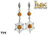 Jewellery SILVER sterling earrings.  Stone: amber. TAG: nature; name: E-865-2; weight: 3.4g.