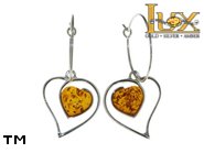 Jewellery SILVER sterling earrings.  Stone: amber. TAG: hearts; name: E-877; weight: 3.4g.