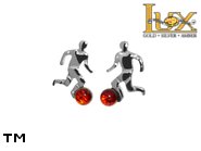 Jewellery SILVER sterling earrings.  Stone: amber. Footballers. TAG: modern, signs; name: E-A84; weight: 1g.