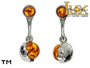 Jewellery SILVER sterling earrings.  Stone: amber. A football. TAG: modern, signs; name: E-A85-1; weight: 3.5g.