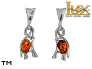 Jewellery SILVER sterling earrings.  Stone: amber. TAG: animals; name: E-E41SW; weight: 2.4g.