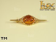 Jewellery GOLD brooche.  Stone: amber. TAG: ; name: GBR277; weight: 2.5g.