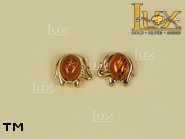 Jewellery GOLD earrings.  Stone: amber. TAG: animals, signs; name: GE005; weight: 2.6g.