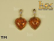 Jewellery GOLD earrings.  Stone: amber. TAG: hearts, clasic; name: GE147; weight: 5g.