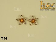 Jewellery GOLD earrings.  Stone: amber. TAG: nature; name: GE166; weight: 2.1g.