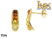 Jewellery GOLD earrings.  Stone: amber. TAG: modern; name: GE323; weight: 3.2g.