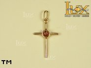 Jewellery GOLD pendant.  Stone: amber. TAG: cross; name: GP014; weight: 1.3g.