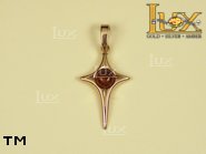 Jewellery GOLD pendant.  Stone: amber. TAG: cross; name: GP032; weight: 1.7g.