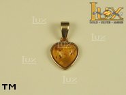 Jewellery GOLD pendant.  Stone: amber. TAG: hearts, clasic; name: GP109-1; weight: 1.9g.