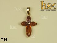 Jewellery GOLD pendant.  Stone: amber. TAG: cross, modern; name: GP123; weight: 2g.