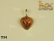 Jewellery GOLD pendant.  Stone: amber. TAG: hearts, clasic; name: GP147; weight: 1.6g.