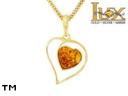 Jewellery GOLD pendant.  Stone: amber. TAG: hearts; name: GP385; weight: 1.94g.