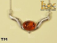 Jewellery SILVER sterling necklace.  Stone: amber. TAG: ; name: N-098; weight: 6.5g.