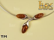 Jewellery SILVER sterling necklace.  Stone: amber. TAG: nature; name: N-724; weight: 14.4g.