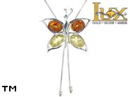 Jewellery SILVER sterling necklace.  Stone: amber. Butterfly. TAG: animals; name: N-744; weight: 9.7g.