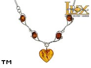 Jewellery SILVER sterling necklace.  Stone: amber. TAG: hearts; name: N-795; weight: 7.6g.