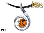 Jewellery SILVER sterling necklace.  Stone: amber. TAG: ; name: N-979; weight: 5.9g.