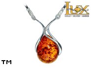 Jewellery SILVER sterling necklace.  Stone: amber. TAG: ; name: N-986; weight: 9g.