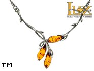 Jewellery SILVER sterling necklace.  Stone: amber. TAG: nature, modern; name: N-A77; weight: 9.7g.