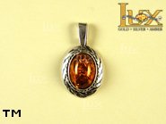 Jewellery SILVER sterling pendant.  Stone: amber. TAG: clasic; name: P-003-1; weight: 2.6g.